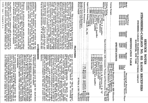 935 Series ; Stromberg-Carlson Co (ID = 1268903) Radio