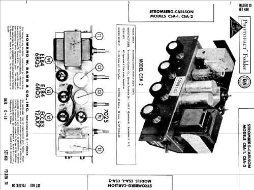 Custom Stereo Amplifier CSA-1; Stromberg-Carlson Co (ID = 591956) Ampl/Mixer
