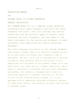 Signal Generator 576; Supreme Instruments (ID = 3059158) Equipment