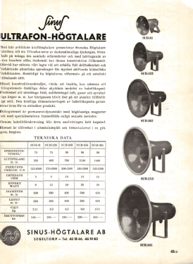 Sinus Hornhögtalare SUH-123; Svenska (ID = 2923739) Speaker-P