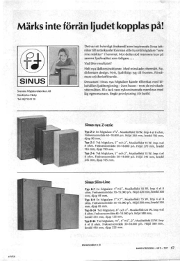 Sinus 'Slim Line' högtalare B-7; Svenska (ID = 2927123) Speaker-P