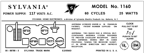 1160 ; Sylvania Hygrade, (ID = 3025028) Radio