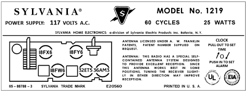 1219 ; Sylvania Hygrade, (ID = 3025030) Radio