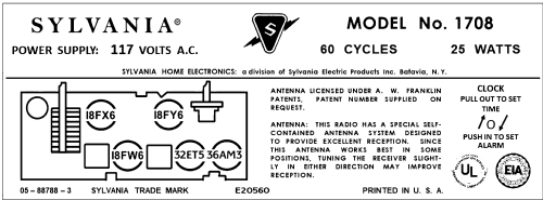 1708 ; Sylvania Hygrade, (ID = 3025043) Radio