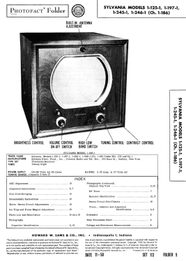 1-125-1 Ch= 1-186; Sylvania Hygrade, (ID = 2791805) Television