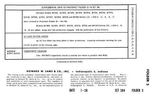 21C406 Series Ch= 1-532-0; Sylvania Hygrade, (ID = 2506074) Television