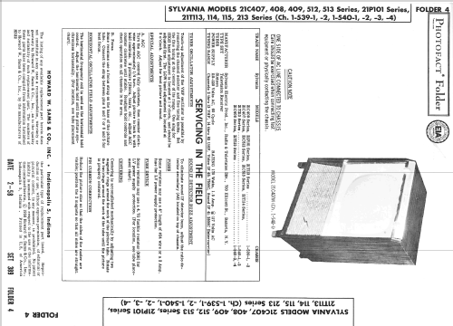 21C407 Series Ch= 1-540-2; Sylvania Hygrade, (ID = 2542819) Television