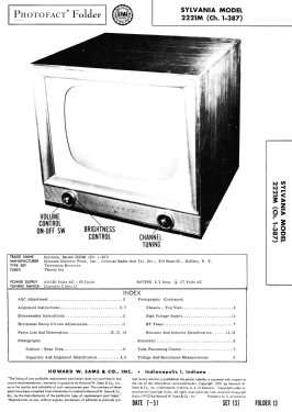 2221M Ch= 1-387; Sylvania Hygrade, (ID = 2934906) Television