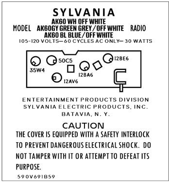 AK60GY Ch= U50-3; Sylvania Hygrade, (ID = 3025046) Radio