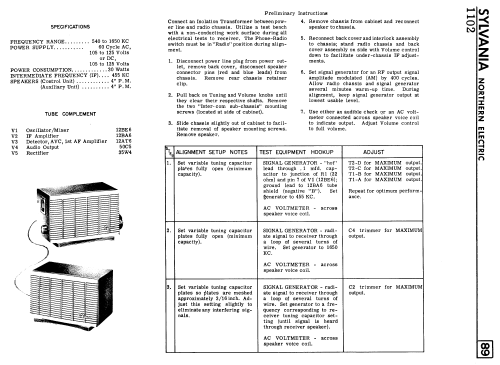 1102 Ch= 1-607-4; Sylvania Electric (ID = 2302056) Radio