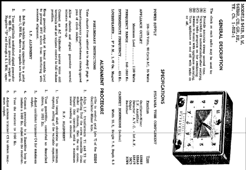 541B Ch= 1-602-1; Sylvania Hygrade, (ID = 218569) Radio