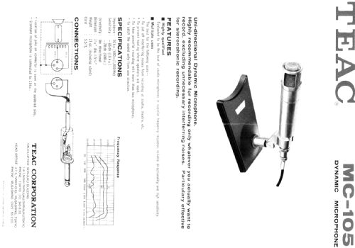 Dynamic Microphone MC-105; TEAC; Tokyo (ID = 2410867) Microphone/PU