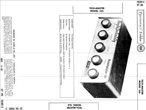 Preamplifier 16A; Tech-Master Products (ID = 999914) Ampl/Mixer