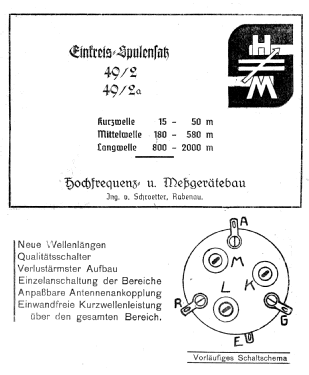 Einkreis-Spulensatz 49/2; Techn. Büro f. HF- (ID = 3091416) mod-past25