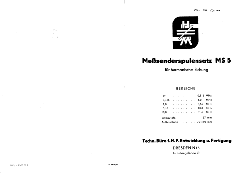 Messsender-Spulensatz MS 5; Techn. Büro f. HF- (ID = 3091087) mod-past25