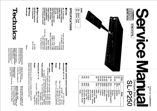 Compact Disc Player SL-P250; Technics brand (ID = 2030818) R-Player