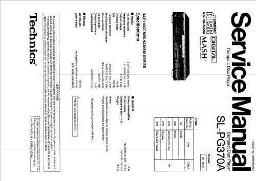 Compact Disc Player SL-PG370A; Technics brand (ID = 2038909) R-Player