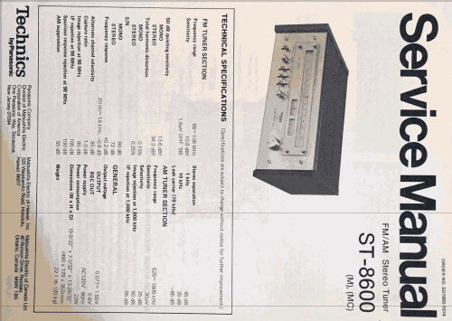 FM/AM Stereo Tuner ST-8600; Technics brand (ID = 2079890) Radio