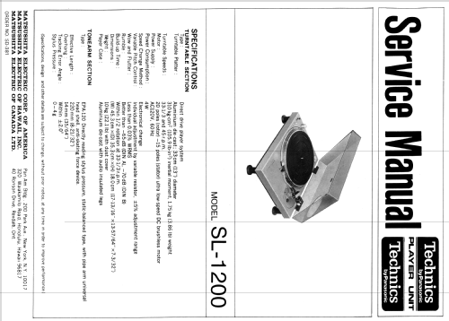 Direct Drive Turntable System SL-1200; Technics brand (ID = 1678320) R-Player