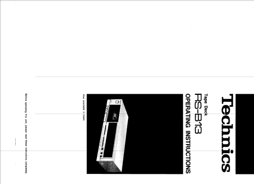 Stereo Cassette Deck RS-B13; Technics brand (ID = 1998615) R-Player