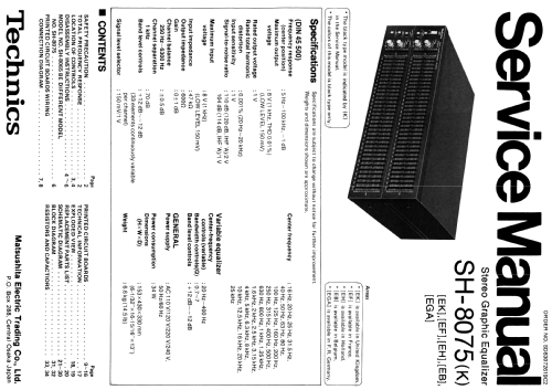 Stereo Graphic Equalizer SH-8075; Technics brand (ID = 1860048) Ampl/Mixer