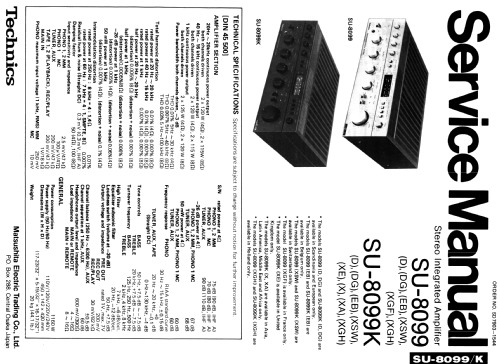 Stereo Integrated DC Amplifier SU-8099; Technics brand (ID = 1801826) Ampl/Mixer