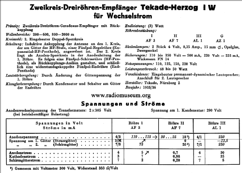 Herzog I W ; TeKaDe TKD, (ID = 37699) Radio