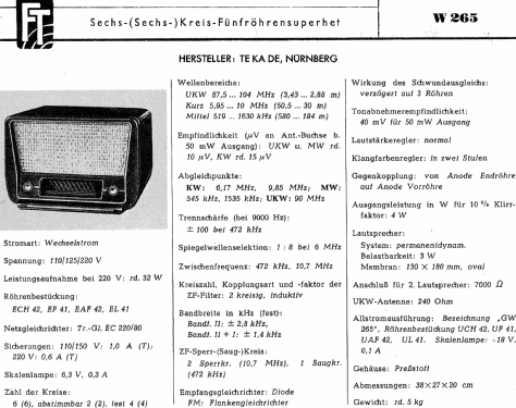 W265; TeKaDe TKD, (ID = 1011794) Radio