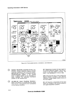 20MHz Two Channel Oscilloscope 2205; Tektronix; Portland, (ID = 2877383) Equipment