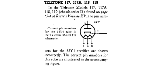 117 Ch= D; Tele-Tone Radio Corp (ID = 713184) Radio