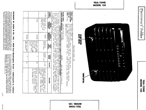 135 Ch= H; Tele-Tone Radio Corp (ID = 629796) Radio