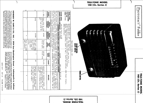 148 Ch= J; Tele-Tone Radio Corp (ID = 579492) Radio