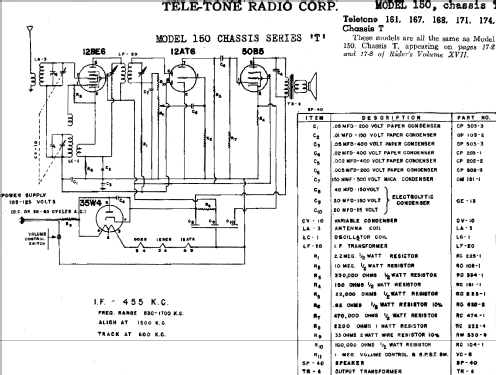 161 Ch= T; Tele-Tone Radio Corp (ID = 713483) Radio