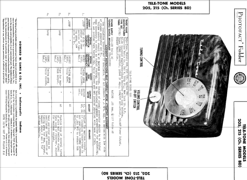 205 Ch= BD; Tele-Tone Radio Corp (ID = 579545) Radio