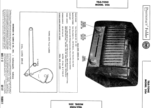 206 Ch= BJ; Tele-Tone Radio Corp (ID = 579559) Radio