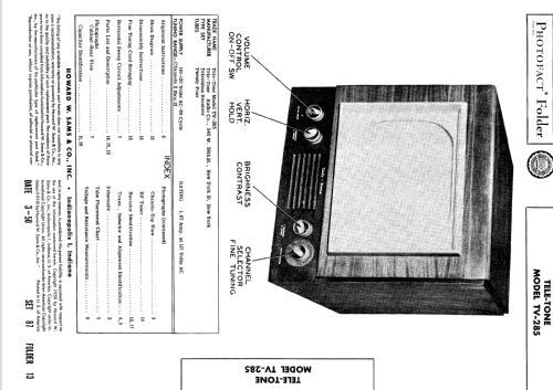 TV-285 ; Tele-Tone Radio Corp (ID = 502133) Television