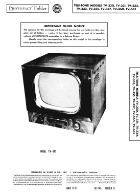 TV-331 ; Tele-Tone Radio Corp (ID = 2957702) Televisore