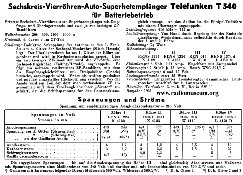 540 ; Telefunken (ID = 37596) Car Radio