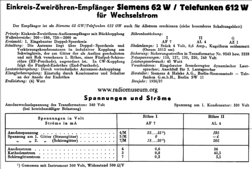 612W ; Telefunken (ID = 43264) Radio