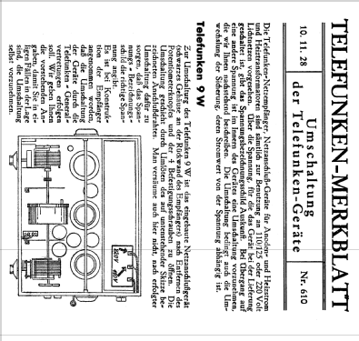 9W ; Telefunken (ID = 329181) Radio