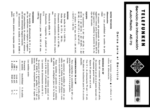 AE-70; Telefunken (ID = 2094957) Car Radio