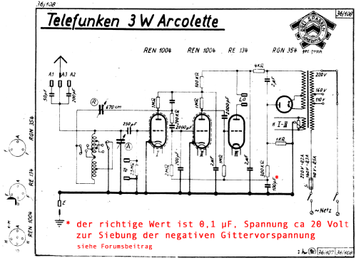 Arcolette 3W ; Telefunken (ID = 2225662) Radio