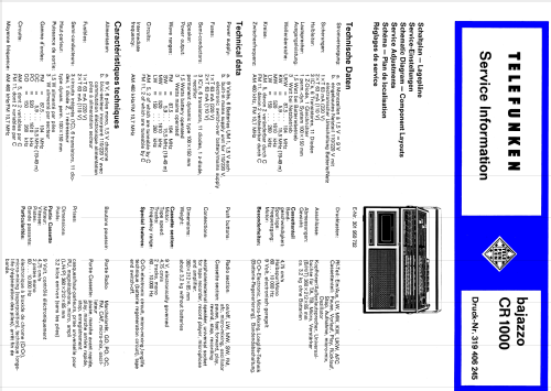 Bajazzo CR1000; Telefunken (ID = 1931881) Radio