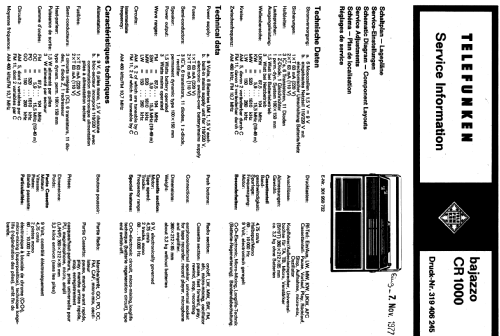 Bajazzo CR1000; Telefunken (ID = 364896) Radio
