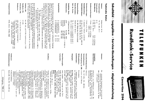 Concertino 2194; Telefunken (ID = 205314) Radio