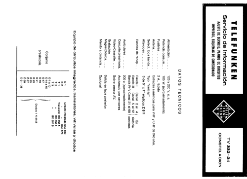 Constelación TV-332-24 Sensor Electronic; Telefunken (ID = 2263591) Television