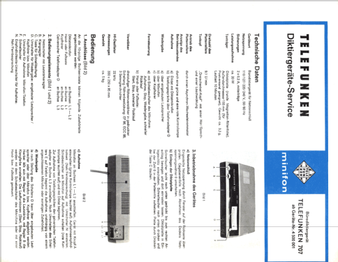 Diktiergerät - Dictaphone 707; Telefunken (ID = 2493170) R-Player