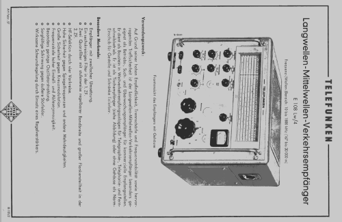 Langwellen-Mittelwellen-Verkehrsempfänger E108Lw/4; Telefunken (ID = 1353093) Commercial Re