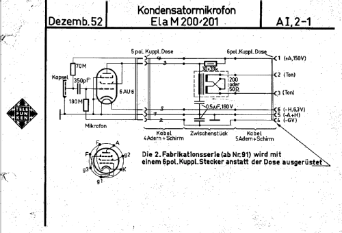 Ela M 200/201; Telefunken (ID = 288371) Microphone/PU