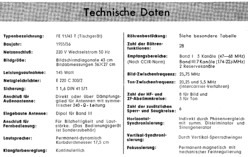 FE11/43T; Telefunken (ID = 1643883) Télévision